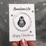 penguin pin, happy christmas pin, christmas gift enamel pin,  xmas gift enamel pin, penguin stocking filler, penguin secret santa gift