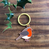 robin key ring, robin gift, christmas keyring, xmas keyring, robin accessory