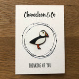 gift to cheer friend up, puffin pin badge