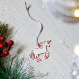 unicorn christmas bauble, unicorn tree decoration, unicorn secret santa gift, unicorn christmas eve box, unicorn stocking filler, xmas gift for unicorn lover, christmas bauble for girl