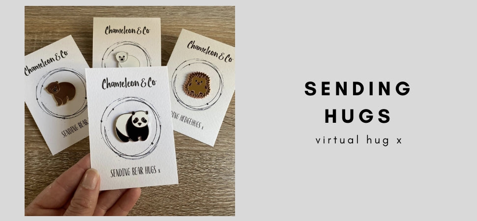 virtual hugs sending hugs pin gift