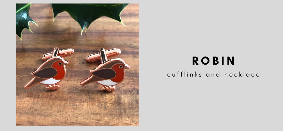 robin cufflinks, robin necklace, robin pendant