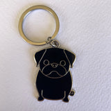 black pug dog keyring