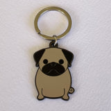 fawn pug dog keyring