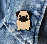 pug pin badge, pug enamel pin, pug dog enamel pin badge, fawn pug badge, fawn pug pin, fawn pug brooch, pug accessory, pug gift, gift for pug lover, pug dog themed gift