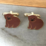 brown bear cufflinks