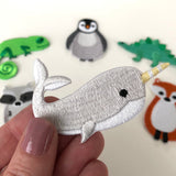 narwhal patch, narwhal embroidered patch, narwhal iron on patch, small cute gift for narwhal lover, narwhal gift, narwhal clothes accessory