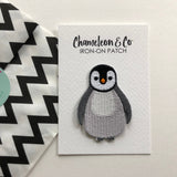 penguin patch, penguin iron on patch, penguin embroidered patch, penguin accessory