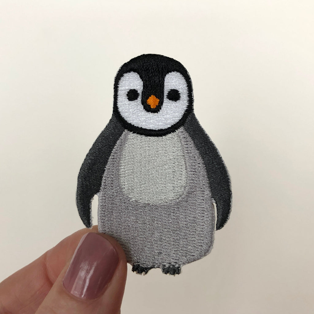 penguin patch, penguin iron on patch, penguin embroidered patch, penguin accessory
