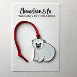 polar bear ornament, polar bear christmas tree decoration, polar bear bauble, polar bear xmas decoration, polar bear hanging decoration