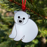 polar bear ornament, polar bear christmas tree decoration, polar bear bauble, polar bear xmas decoration, polar bear hanging decoration