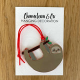 sloth ornament, sloth christmas decoration, sloth christmas tree, sloth xmas tree, sloth lover, sloth gift, sloth secret santa