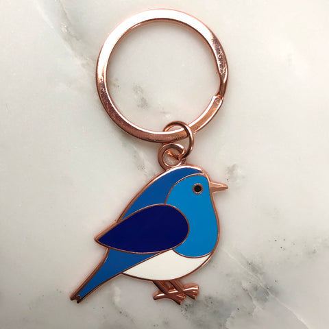 blue bird keyring, blue bird keychain, blue bird key ring, bluebird, enamel keyring, enamel keychain, bird gift, bird gift grandparent, gift for gardener