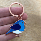 blue bird keyring, blue bird keychain, blue bird key ring, bluebird, enamel keyring, enamel keychain, bird gift, bird gift grandparent, gift for gardener