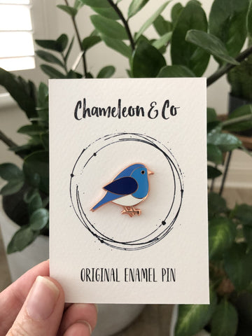 bluebird gift, bluebird pin badge