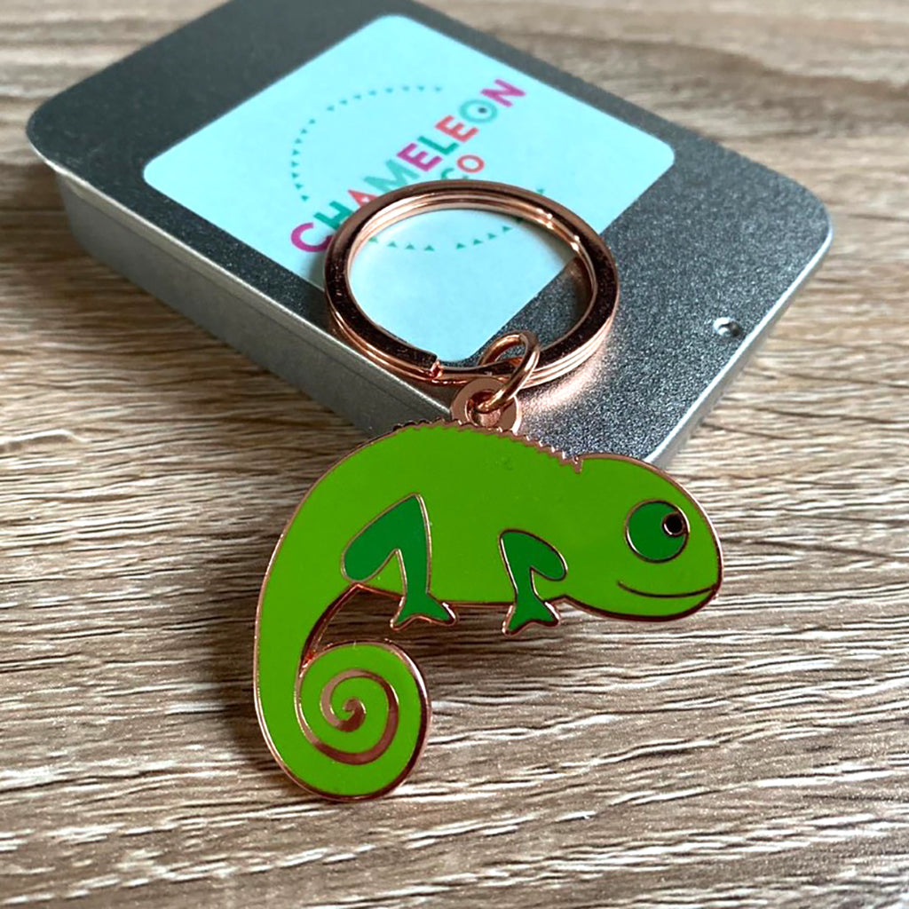 chameleon keyring, chameleon keychain, green keyring, green keychain, chameleon gift, chameleon accessory, chameleon, cute chameleon