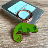chameleon keyring, chameleon keychain, green keyring, green keychain, chameleon gift, chameleon accessory, chameleon, cute chameleon