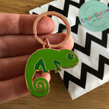 chameleon keyring, green keyring, chameleon keychain, chameleon key ring, chameleon house warming gift
