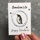 badge for christmas eve box, secret santa badge, stocking filler enamel pin, pin badge, penguin, christmas