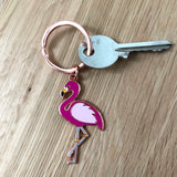 flamingo keyring, flamingo keychain, flamingo key ring, flamingo accessory, flamingo enamel keyring, enamel keyring, pink keyring, tropical keyring, hard enamel keyring, hard enamel keychain