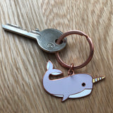 narwhal keyring, narwhal key ring, narwhal keychain, narwhal key fob, narwhal accessory, gift for narwhal lover, narwhal gift, cute keyring, quirky keyring, unusual keyring, enamel keyring