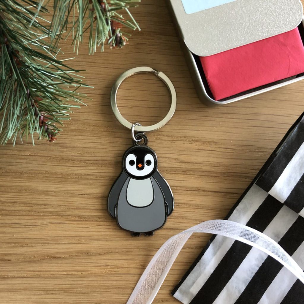 penguin keyring, penguin christmas keyring, penguin gift, christmas gift for penguin lover, penguin accessory, penguin