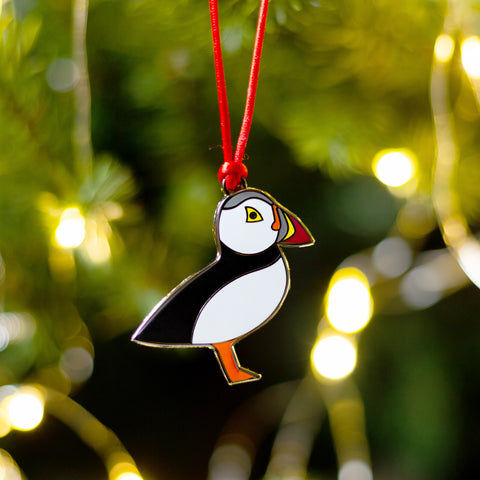 puffin tree decoration, stocking filler for bird-lover, bird secret santa gift, bird bauble, bird xmas tree decoration, sea bird decoration, puffin gift