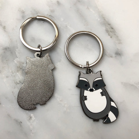 Raccoon Enamel Keyring