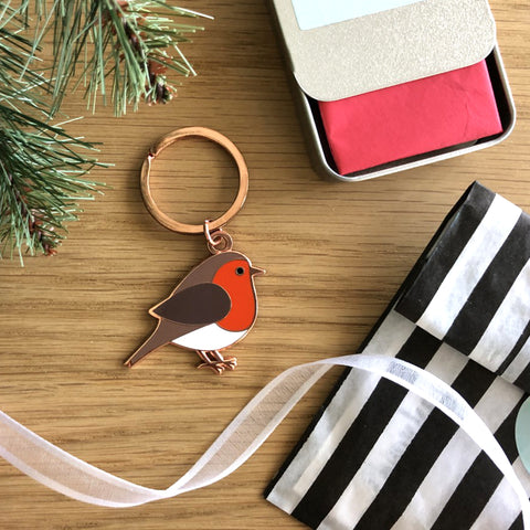 robin keyring, robin key ring, robin gift, christmas keyring, xmas keyring, robin secret santa, robin stocking filler, robin gift