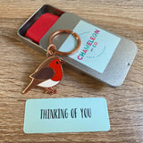 thinking of you robin keyring, thinking of you gift, lockdown gift, letterbox gift keyring, robin gift