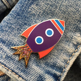 rocket pin badge, rocket enamel pin