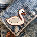 swan enamel pin, swan pin badge, white swan, swan lapel pin, swan badge, swan gift, enamel pin badge, chameleon and co enamel pin