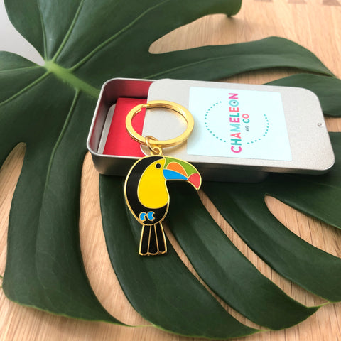 toucan keyring, toucan keychain, toucan key ring, toucan key chain, toucan accessory, tropical accessory, summer keyring, tropical keyring, toucan gift, keyring gift, enamel keyring, toucan enamel keyring, bird keyring