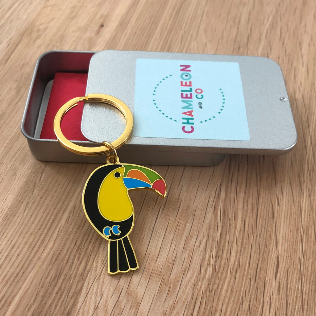 toucan keyring, toucan keychain, toucan key ring, toucan key chain, toucan accessory, tropical accessory, summer keyring, tropical keyring, toucan gift, keyring gift, enamel keyring, toucan enamel keyring, bird keyring