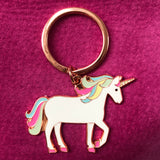 unicorn keyring on pink background