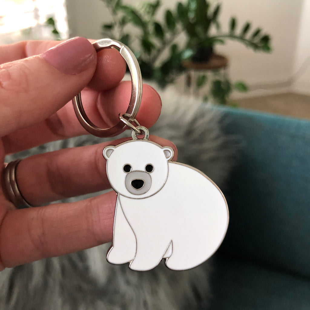 Polar Bear Enamel Keyring