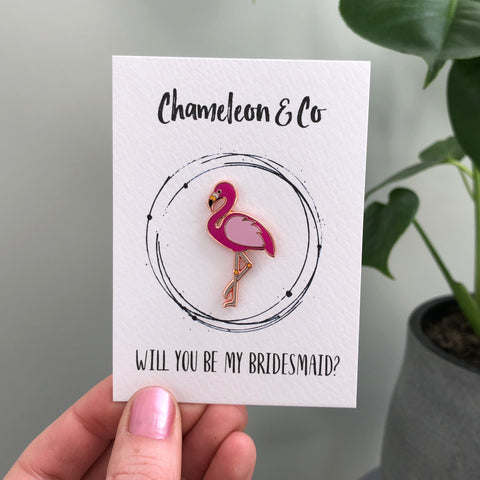 "Will You Be My Bridesmaid?" pin gift