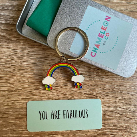 you are fabulous rainbow keyring, rainbow keyring chameleon and co, rainbow, rainbow accessory, rainbow key ring, rainbow key fob, rainbow decoration for bag